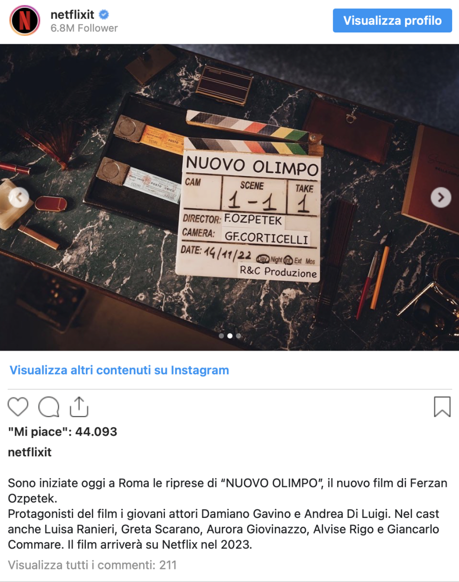 Nuovo Olimpo Netflix 2023